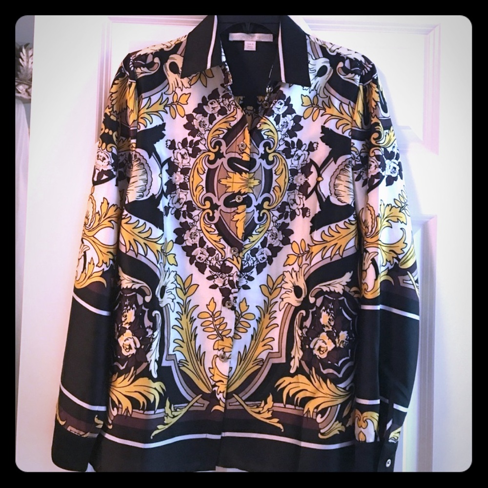 ✨HP✨BP Black & Gold Silk Blouse